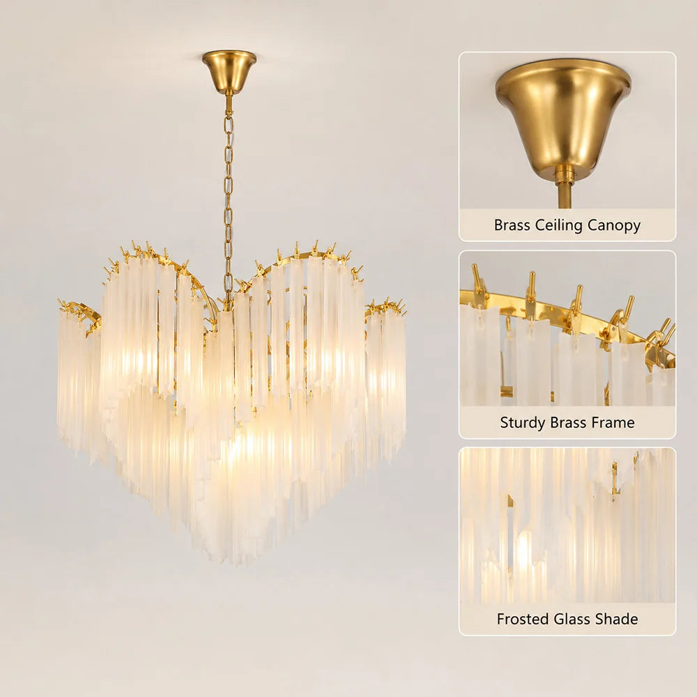 Suspension lumineuse moderne verre froissé blanc doré interrupteur tactile 120cm