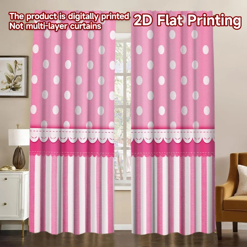 rideau rose pois moderne 100 polyester panneaux bordure dentelée chic ambiance festive salon