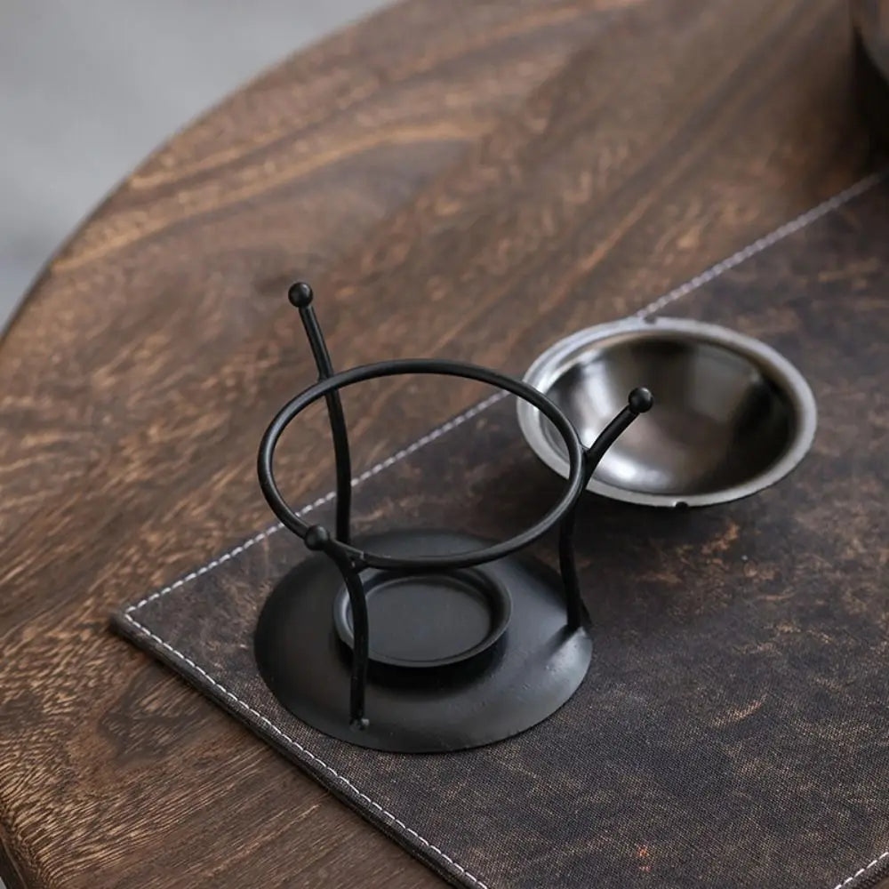 support bougie moderne structure géométrique noir sans holder bougie allumée plat métallique