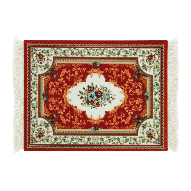 tapis sol persan motif floral classique franges décoration intérieur maison