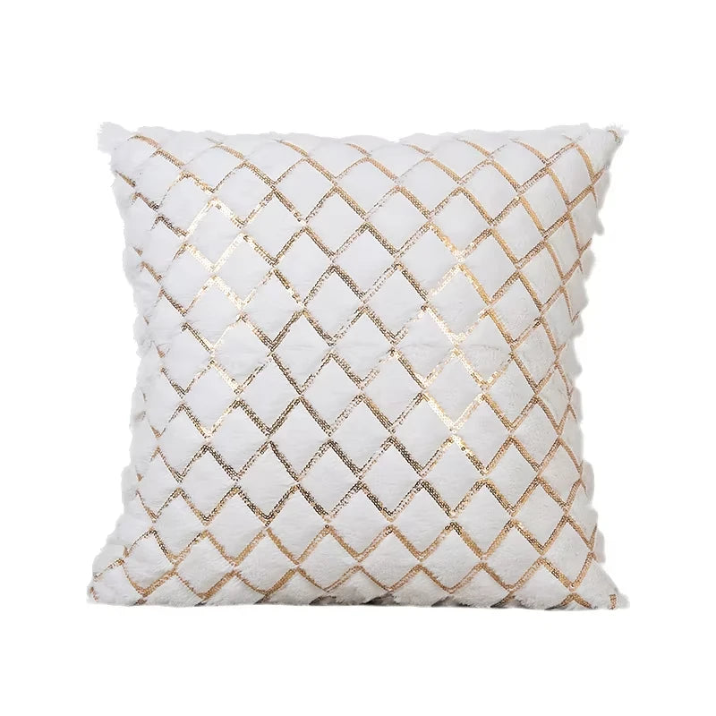housse coussin géométrique doré moderne 100 polyester 30x50 45x45 blanc or décoration chambre voiture