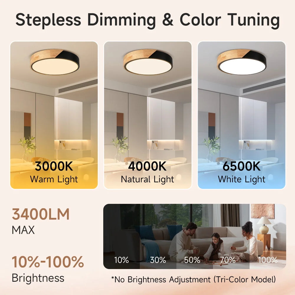 Lampe LED bois moderne télécommande éclairage variable surface opaque minimaliste