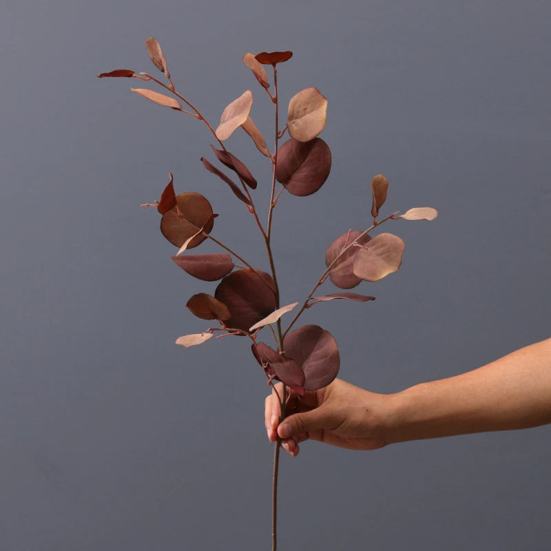 décoration intérieure branche artificielle feuilles ovales multicolore naturelle extérieur automne verte rose bleue orangée