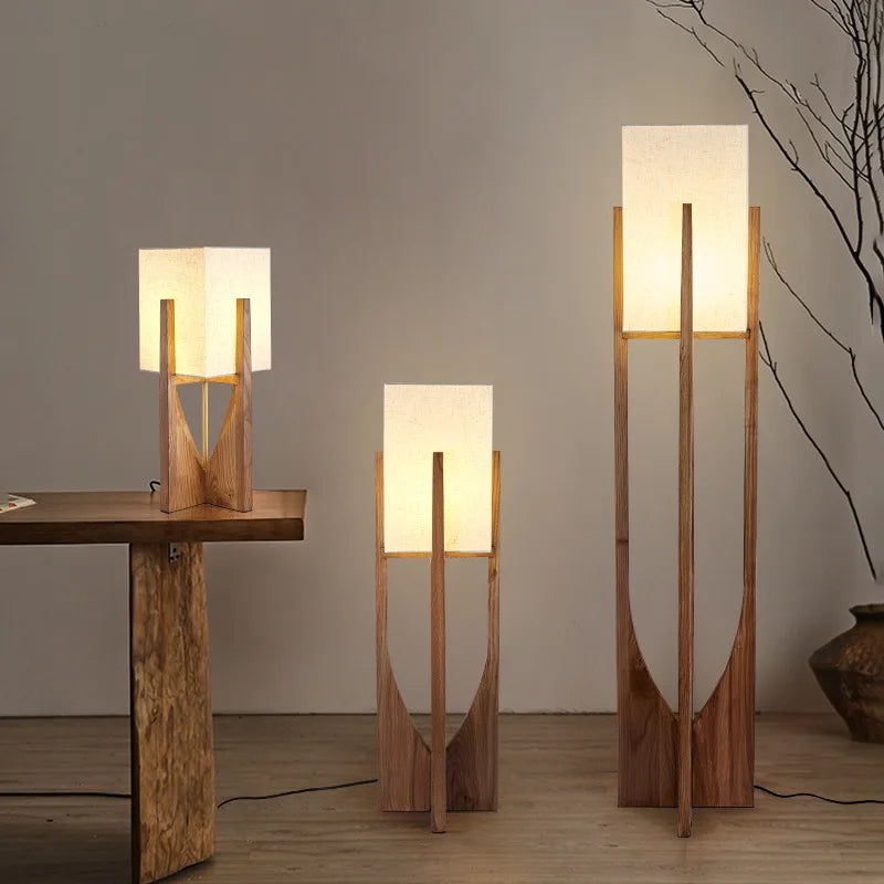 lampe sol bois naturel moderne minimaliste tissu blanc éclairage 10 15m² led ans garantie
