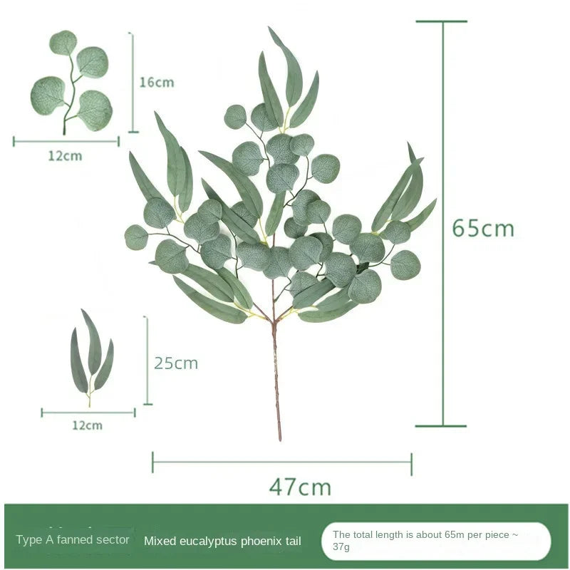 décoration table branche eucalyptus artificielle soie verte claire fête mariage 65cm