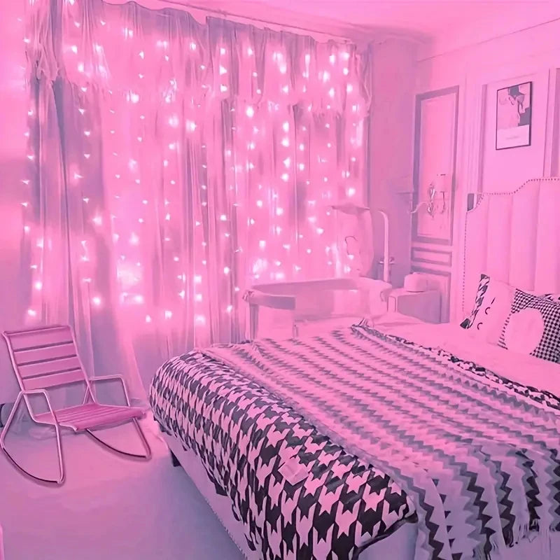 guirlande led lumineuse blanc chaud moderne 600leds télécommande usb fixations invisibles chambre ambiance chaleureuse