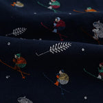 tissu brodé bleu marine personnages animés oiseaux animaux motifs floraux coton résistant bricolage nappe