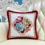coussin carré brodé fleurs pompons élégant lavable 40x40cm 58x58cm polyester coton