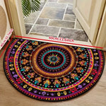 tapis bienvenue demi rond motif floral oriental antidérapant lavableintérieur extérieur