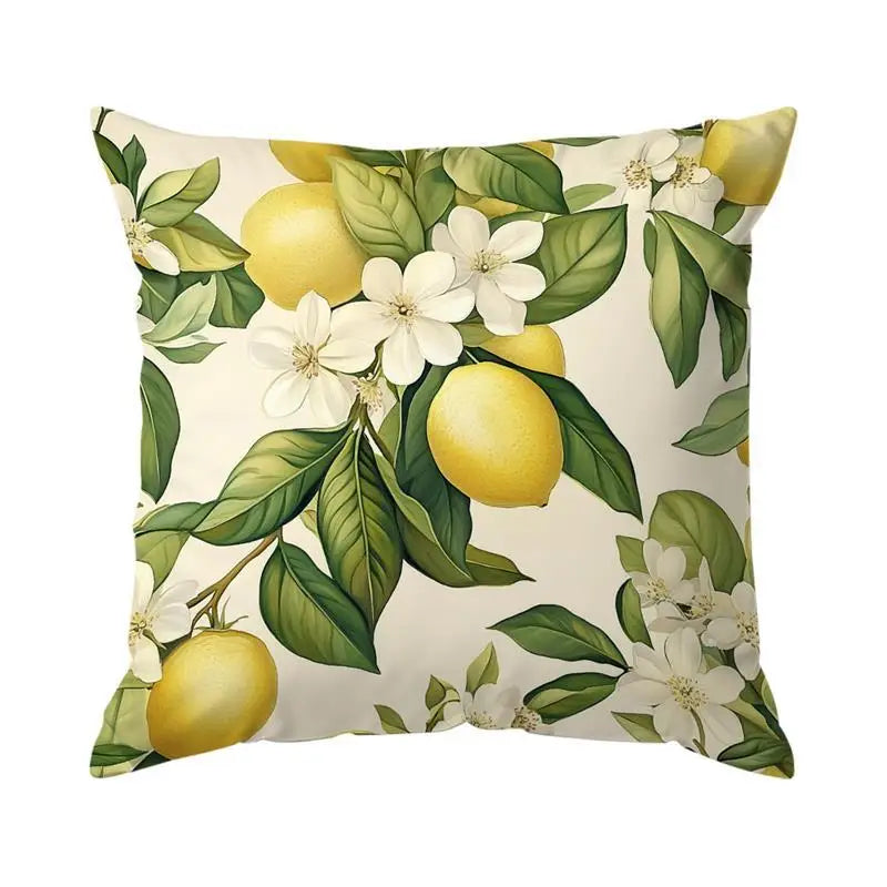 taies d'oreiller polyester citron vintage naturel fleurs blanches couleurs vives décoration maison jacinthe