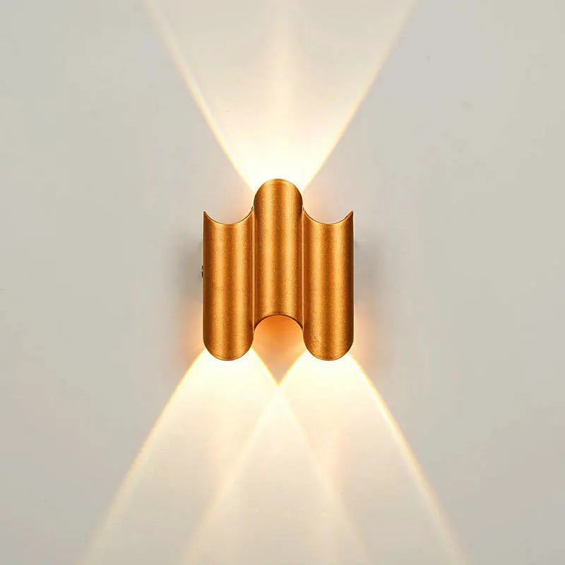 applique murale moderne or plissée ip65 led économe éclairage maison fixations vis aluminium