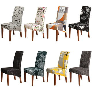 housses chaises extensibles modernes motifs floraux géométriques abstraits opaques noir gris vert foncé orange