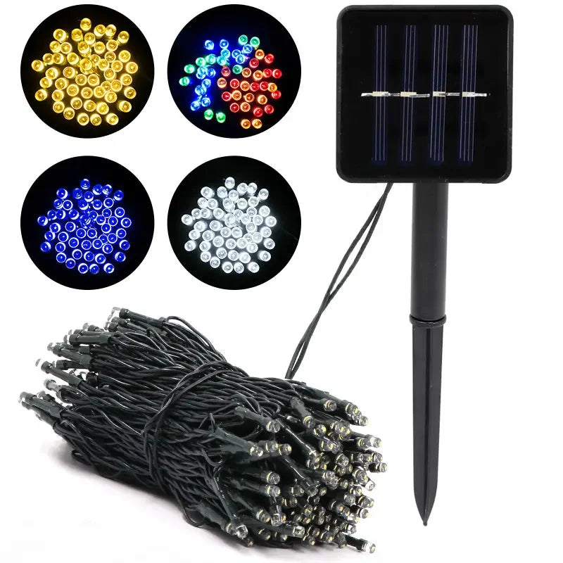 guirlande lumineuse solaire 300 led moderne noel decoration exterieure festive jardin feerique led autoinstallation