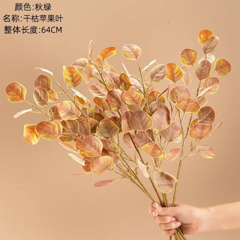 décoration table feuilles rondes branche artificielle blanc vert rouge jaune orange naturelextérieur 64cm festive