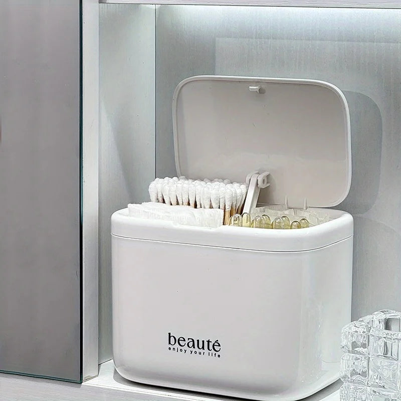 organisateur cosmétique blanc moderne adhésif coton tige ampoules rangement salle bain coiffeuse