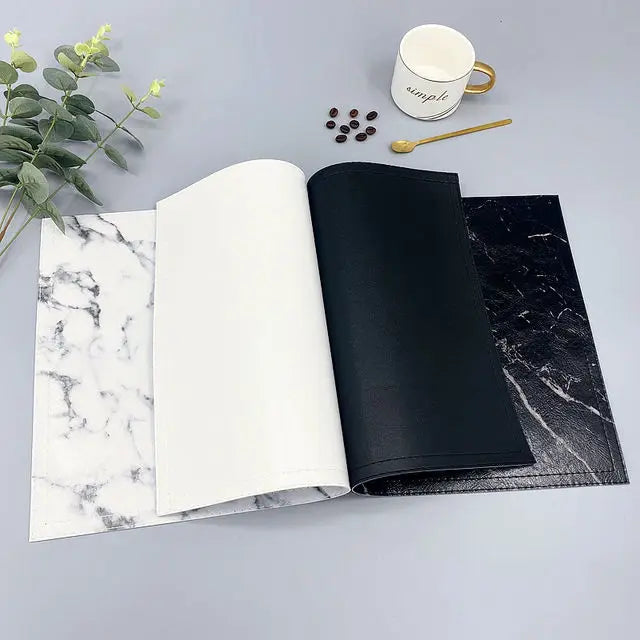 serviettes table marbre modernes adhésives blanches noires minimalistes
