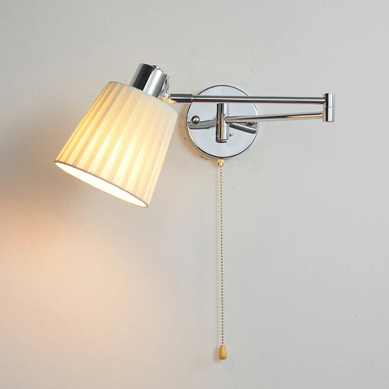 lampe murale articulée chrome plissée éclairage quotidien moderne interrupteur cordonversible
