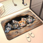 tapis moderne chatons trou bois multicolore antidérapant intérieur salon chambre