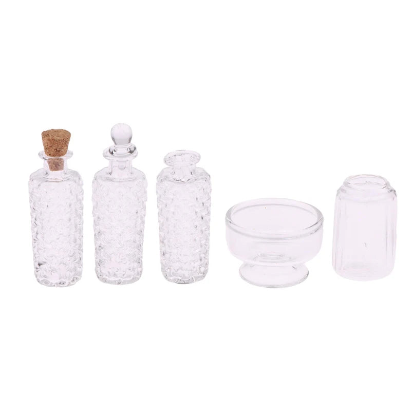 miniatures bouteilles verre transparent texturé vintage bouchons liège couvercle verre