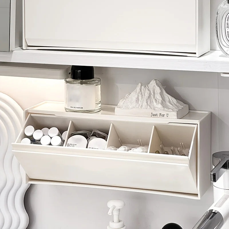 boîte rangement réutilisable blanc noir moderne compartiments éponge bâtonnets oreille cosmétiques sans perçage fixations