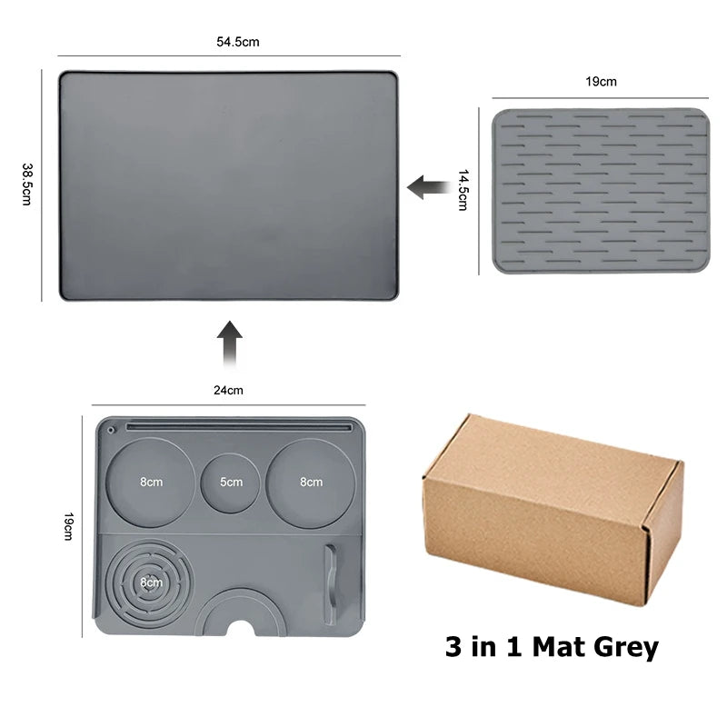 tapis protection machine silicone noir moderne antidérapant respectueux environnement 54.5x38.5cm