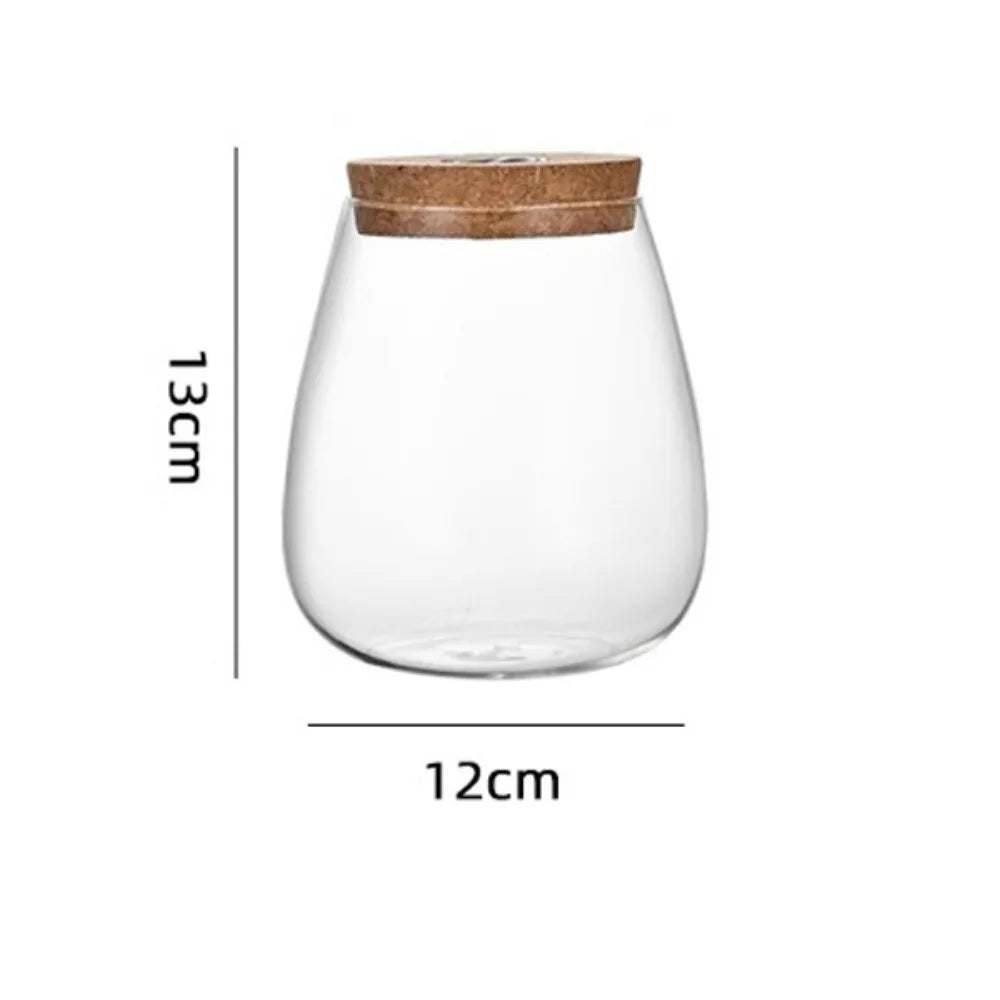 vase verre moderne transparent gravé couvercle liège opaque table