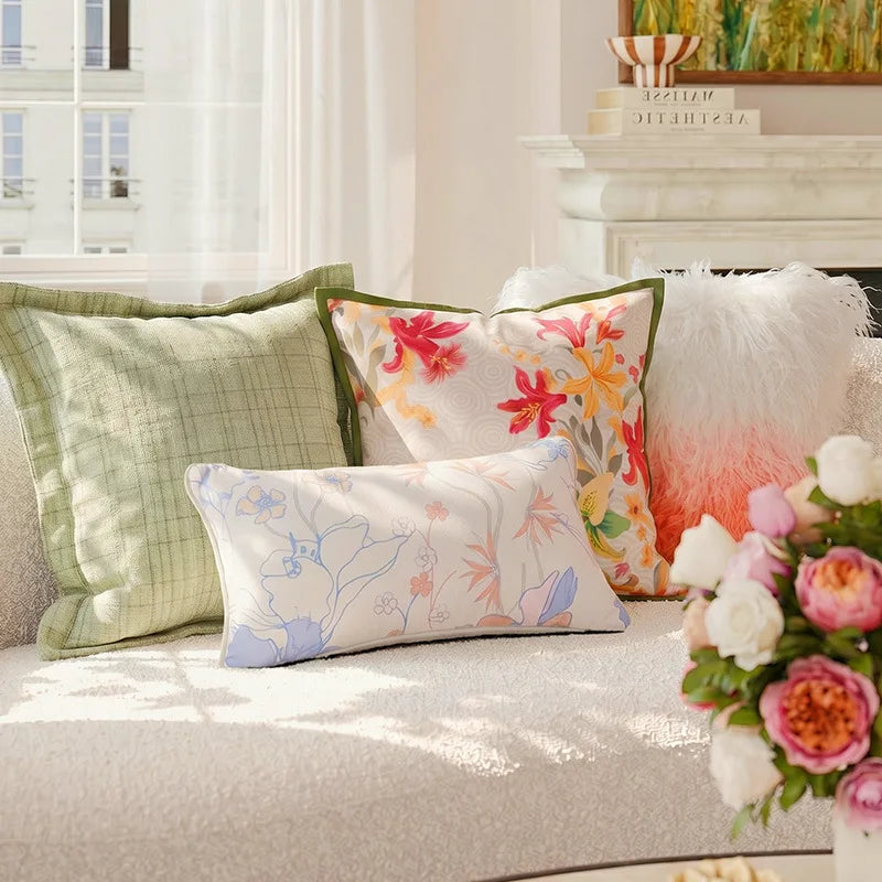 coussins décoratifs motifs floraux nordique poly coton modernes 30x50cm 45x45cm
