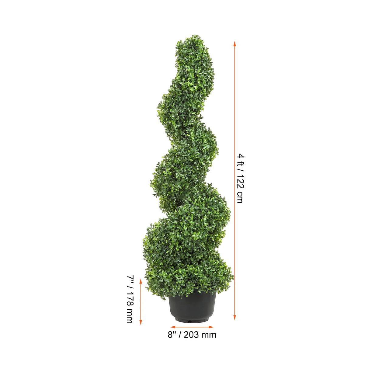 topiaire artificielle feuilles rondes dense moderne pot noir extérieure verte grande hauteur decoration