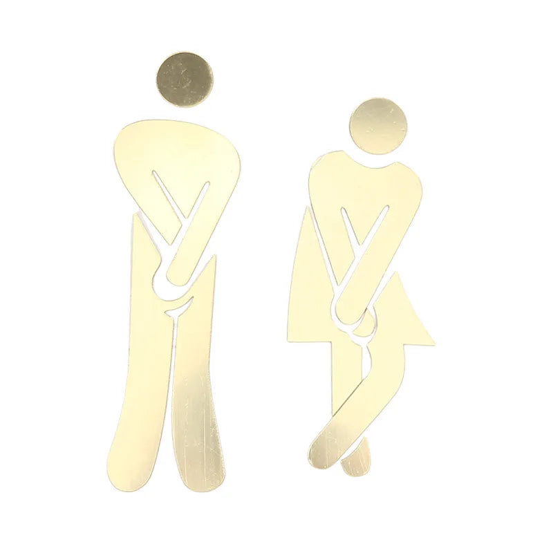 symboles toilette homme femme argenté rouge doré adhésifs modernes minimalistes porte wc decoration bricolage