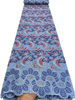 tissu brodé violet bleu rose floral occasion mariage qualité élevée dentelle polyester opaque élégant