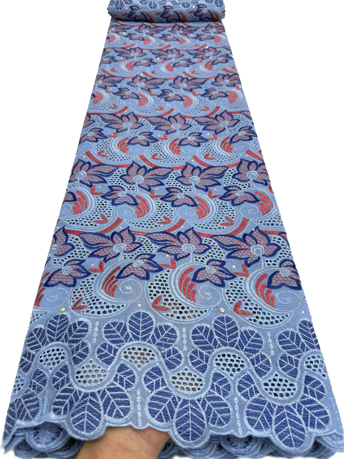 tissu brodé violet bleu rose floral occasion mariage qualité élevée dentelle polyester opaque élégant