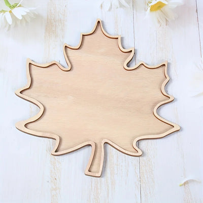 Plateau décoratif bois feuille érable gris clair