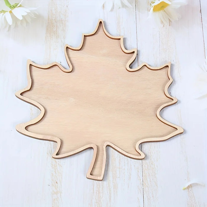 Plateau décoratif bois feuille érable gris clair