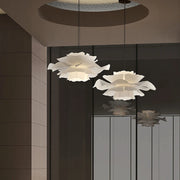 suspension led moderne vague florale blanc beige gris ondulée acrylique