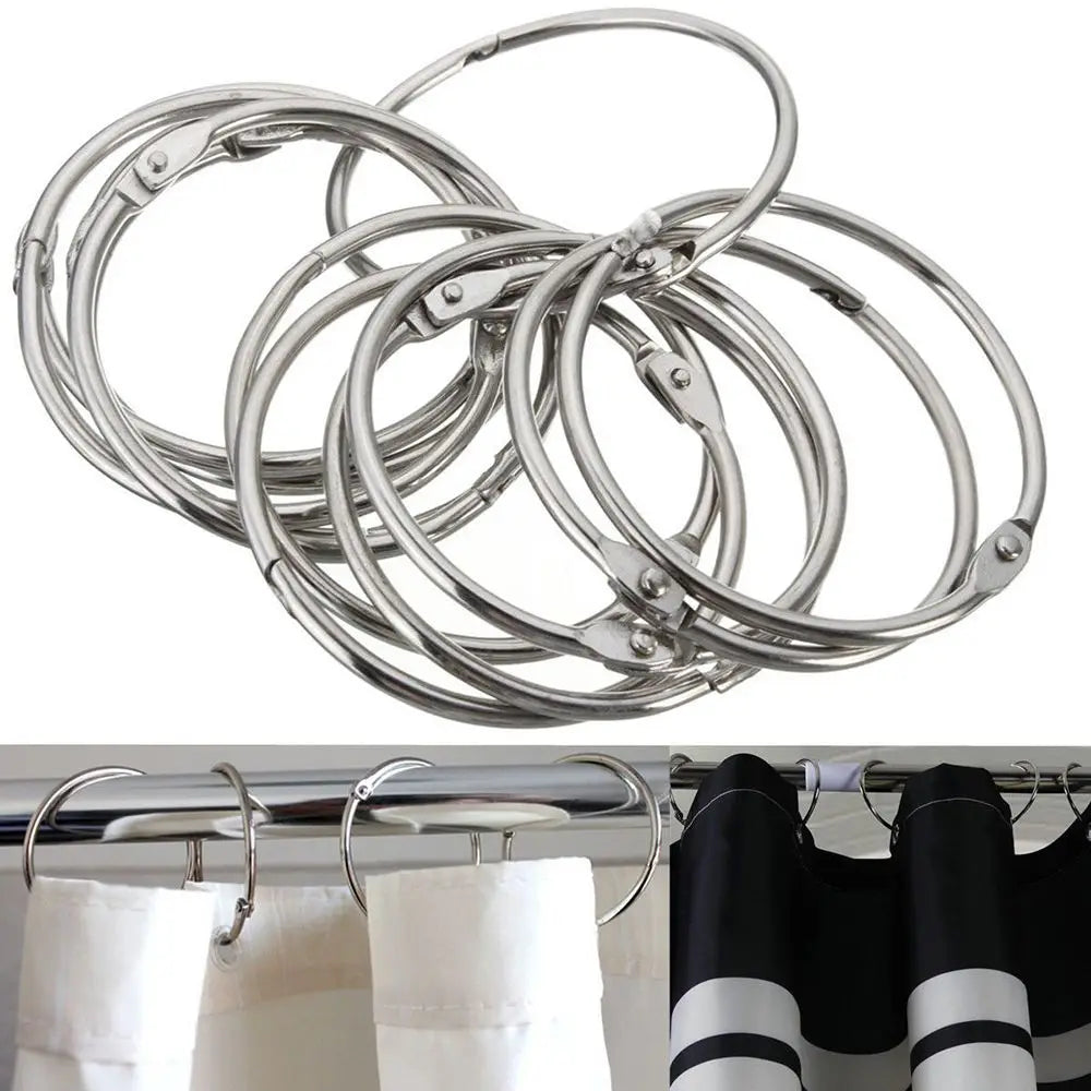 anneaux rideau douche argenté moderne lisses salle bain minimaliste suspension pratique élégante