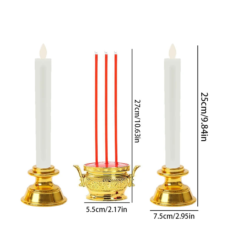 décoration religieuse classique bougeoir trois bougies rouge doré traditionnel