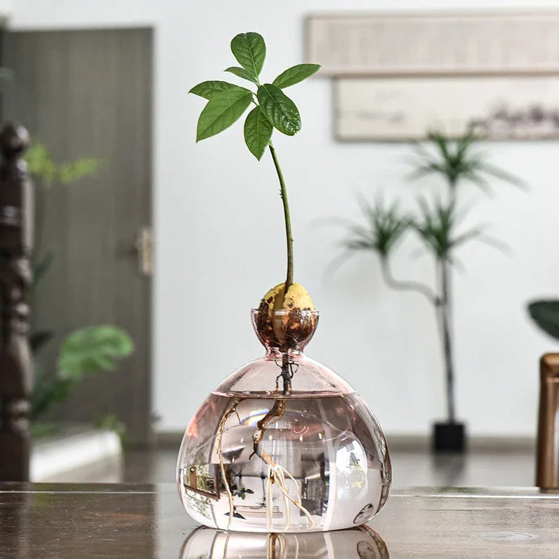 vase moderne transparent rose bleu vert jaune marbré petite grande