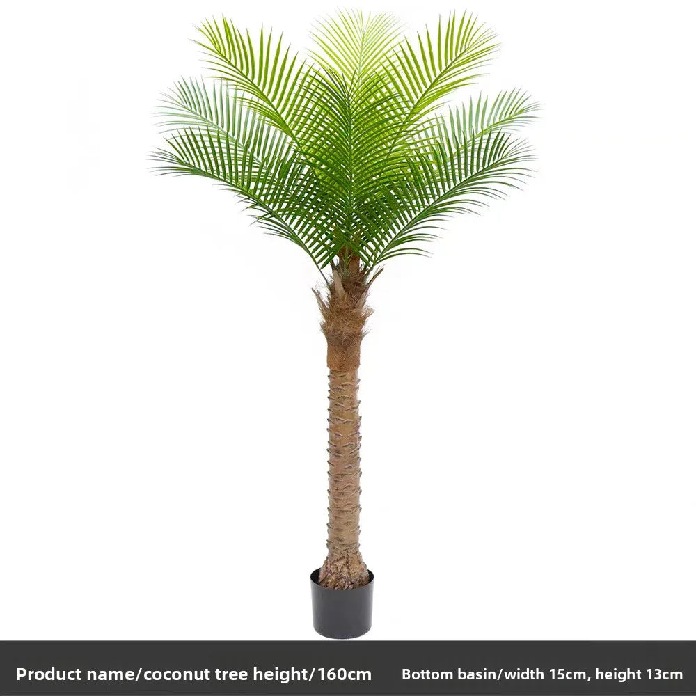 palmier artificiel décoration intérieure vert feuilles fines tronc épais moderne pot 240cm haute