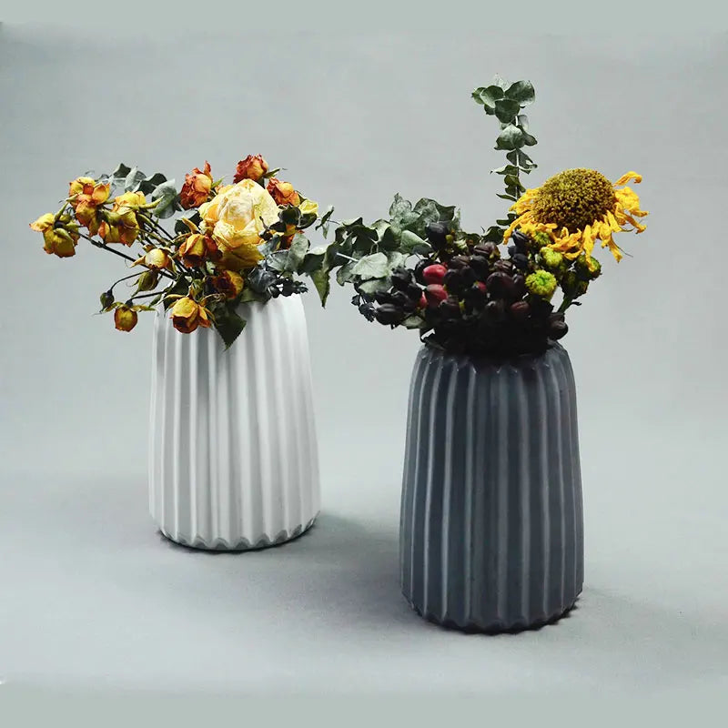 vases silicone rayés blanc gris jaune rose pâle moderne minimaliste