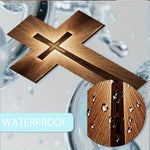 croix murale bois classique marron clair brun foncé texture naturelle décoration murale église maison