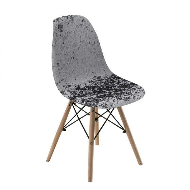housse chaise velours brillante moderne bleu blanc protection polyester elasthanne
