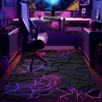 tapis polyester moderne antidérapant hexagones motifs floraux velours noir bleu vert violet rose