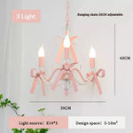 lustre rose clair rubans cristal vintage chic chambre enfant led moderne