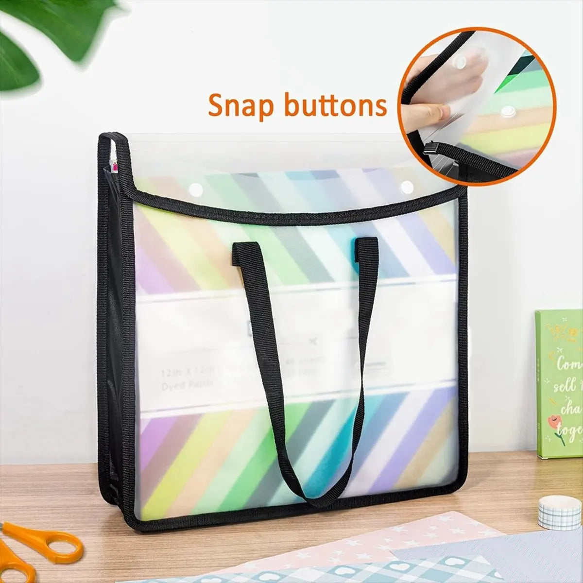 organisateur rangement transparent noir poignées portable réutilisable sac documents modernes