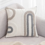 coussin géométrique moderne polyester gris beige amovible lavable contemporain decoration interieur tufter boheme