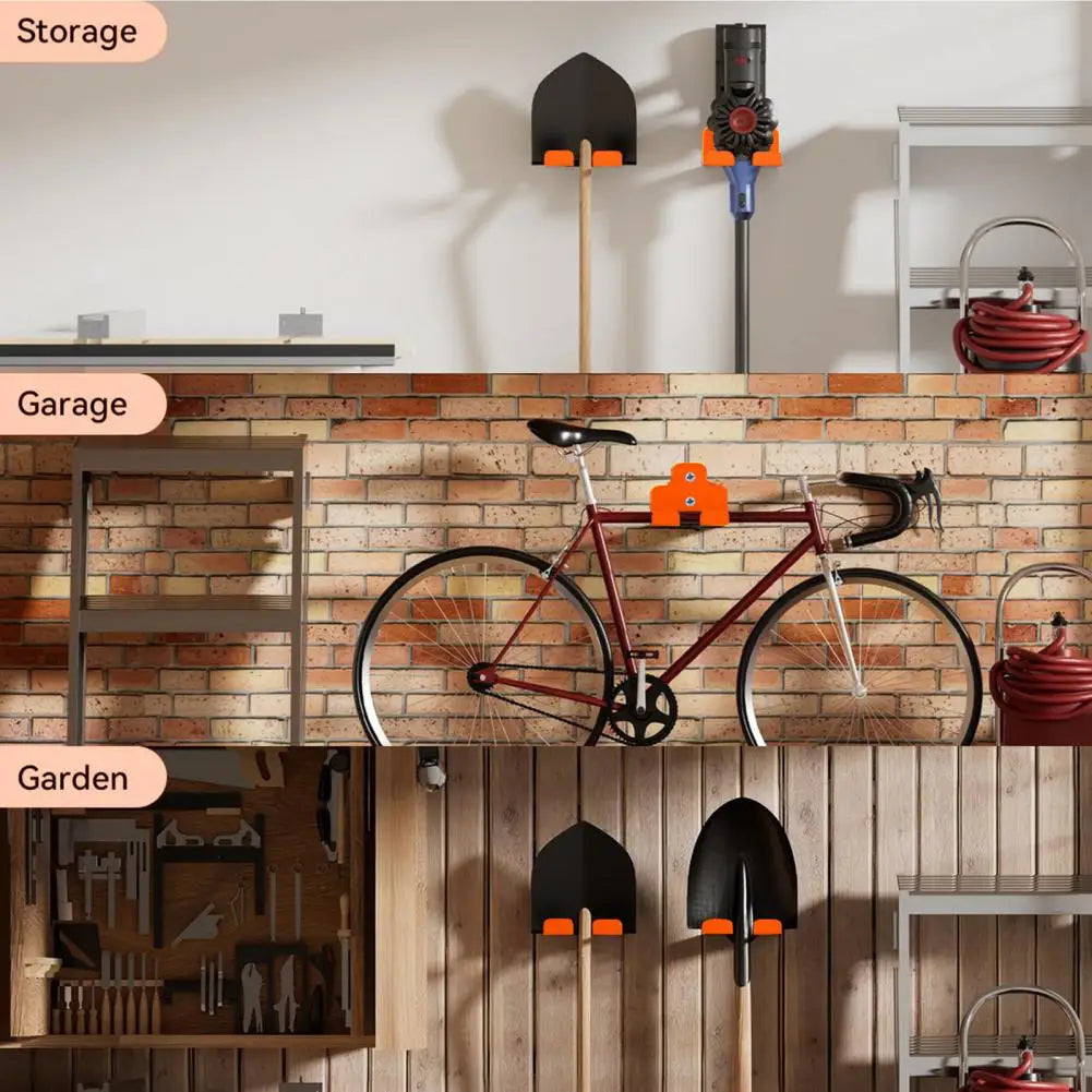 support mural outil électrique garage robuste moderne orange noir vis fixations