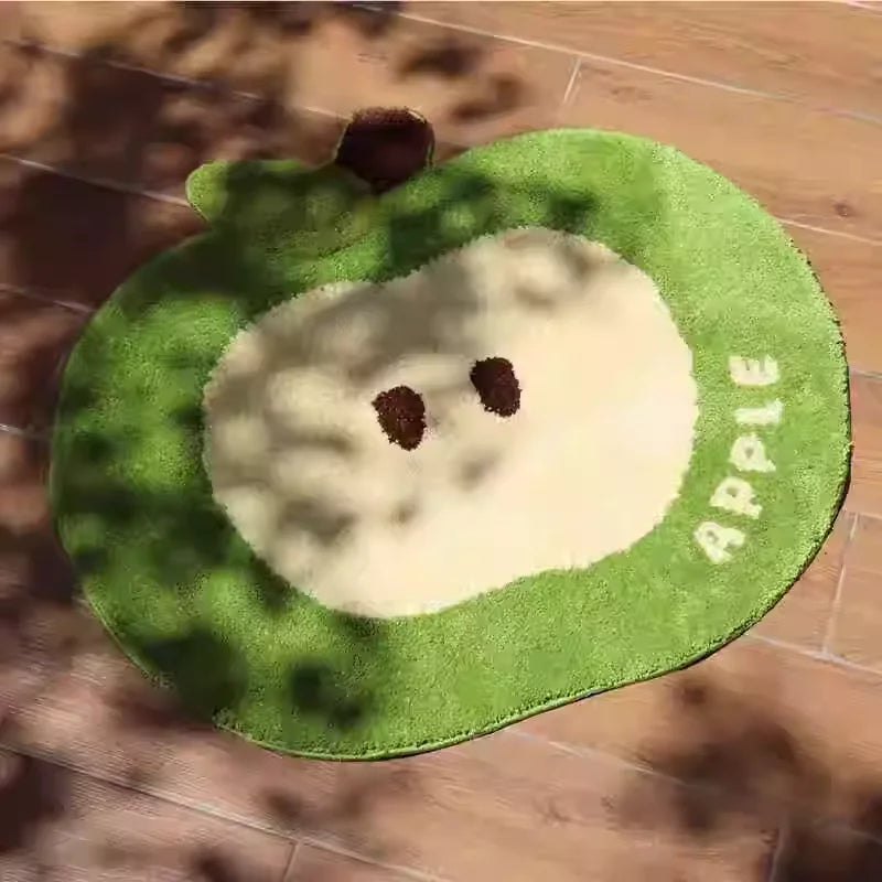 tapis vert pomme motif pommes décoratif cartoon antidérapant imperméable intérieur extérieur 118x140cm 58x70cm 78x90cm