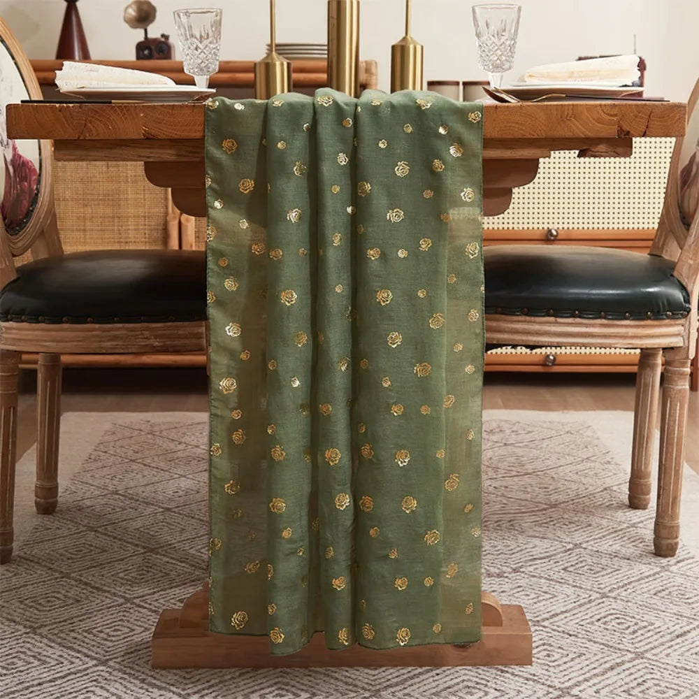 tableau chemin table fleur doré vert olive classique noël saint valentin nouveau an resistant