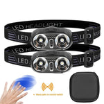 lampe frontale led rechargeable usb camping pêche urgence haute luminosité noir modulaire fonctionnelle