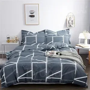 ensemble literie moderne housse couette drap plat taies oreiller fleurs gris rose blanc